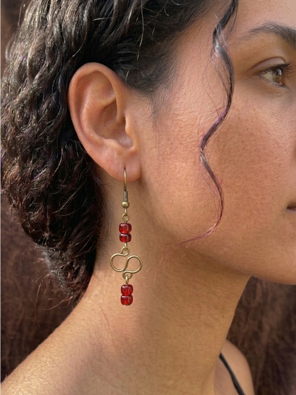 Red Infinity Earrings Handmade - Picture 3 of 15